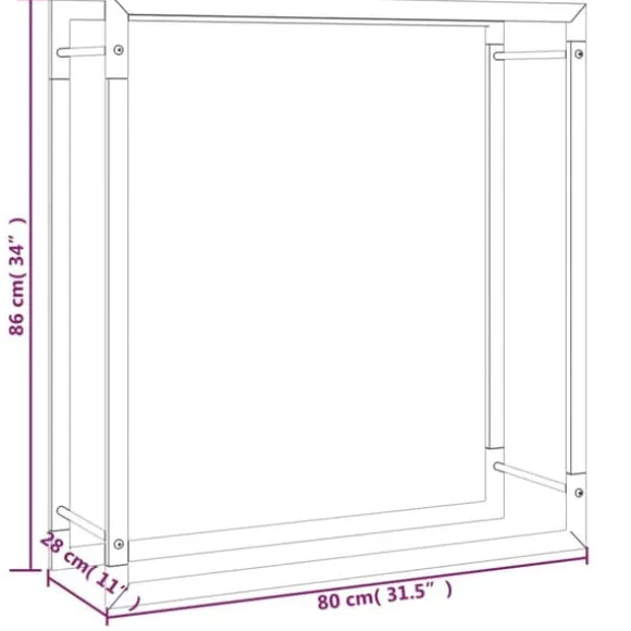 vidaXL brændestativ 80x28x86 cm stål matsort - Brændekurve