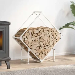 vidaXL brændestativ 80x25x80 cm koldvalset stål hvid