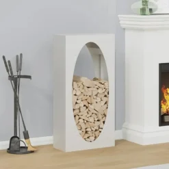 vidaXL brændestativ 50x23x100 cm koldvalset stål hvid