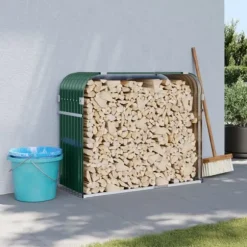 vidaXL brændestativ 120x45x100 cm galvaniseret stål grøn - Brændekurve
