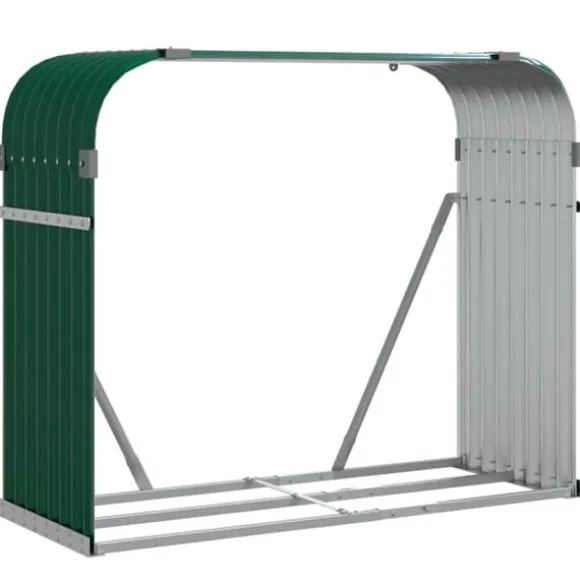 vidaXL brændestativ 120x45x100 cm galvaniseret stål grøn - Brændekurve