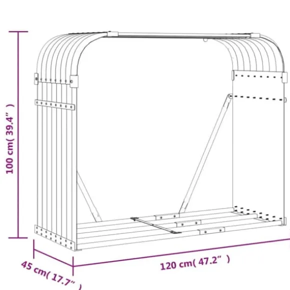 vidaXL brændestativ 120x45x100 cm galvaniseret stål grøn - Brændekurve