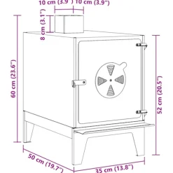 vidaXL Campingkomfur Sort 35 x 50 x 60 cm Koldvalset stål