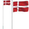 vidaXL Danmark flag og flagstang 6,23 m aluminium