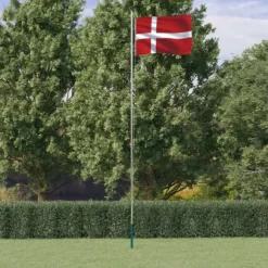 vidaXL Danmark flag og flagstang 6,23 m aluminium - Flag & vimpler