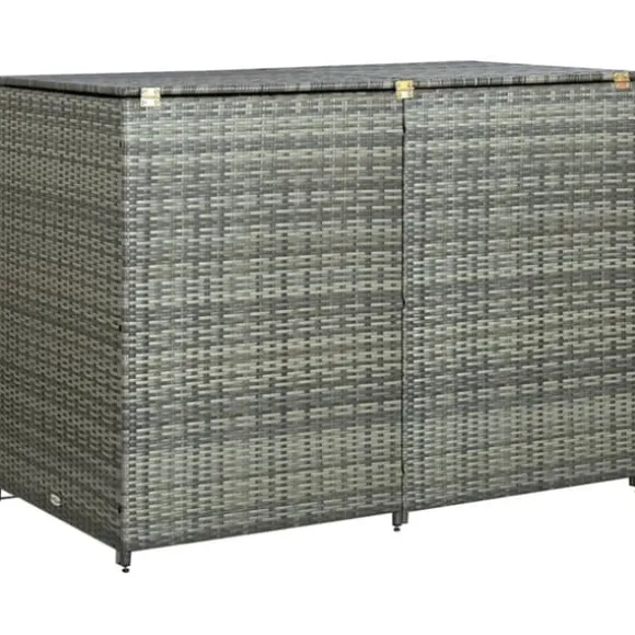 vidaXL dobbelt skraldespandsskjuler 148x77x111 cm polyrattan grå - Skure & Redskabsskure