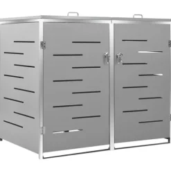 vidaXL dobbelt skraldespandsskjuler 138x77,5x112,5 cm rustfrit stål - Affaldsspandsskjulere
