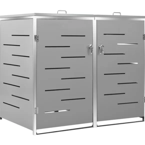 vidaXL dobbelt skraldespandsskjuler 138x77,5x112,5 cm rustfrit stål - Affaldsspandsskjulere