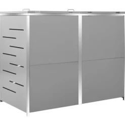 vidaXL dobbelt skraldespandsskjuler 138x77,5x112,5 cm rustfrit stål - Affaldsspandsskjulere