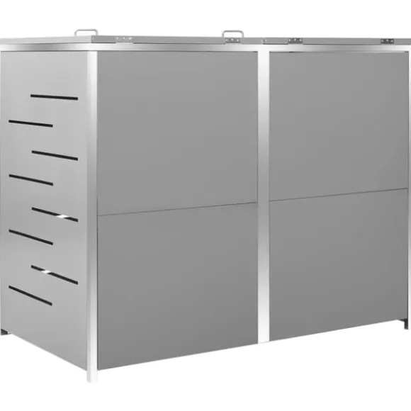vidaXL dobbelt skraldespandsskjuler 138x77,5x112,5 cm rustfrit stål - Affaldsspandsskjulere