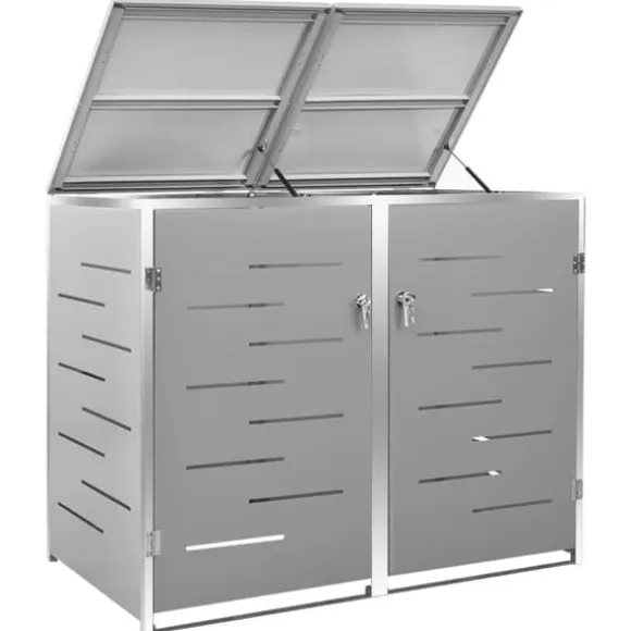 vidaXL dobbelt skraldespandsskjuler 138x77,5x112,5 cm rustfrit stål - Affaldsspandsskjulere