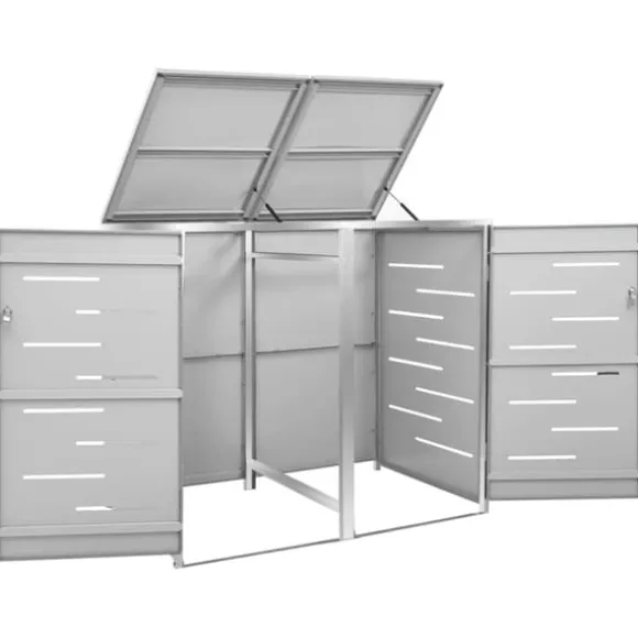 vidaXL dobbelt skraldespandsskjuler 138x77,5x112,5 cm rustfrit stål - Affaldsspandsskjulere