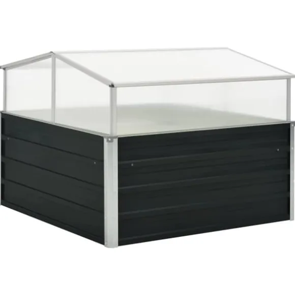 vidaXL drivhus 100 x 100 x 77 cm galvaniseret stål antracitgrå - Plantekrukker