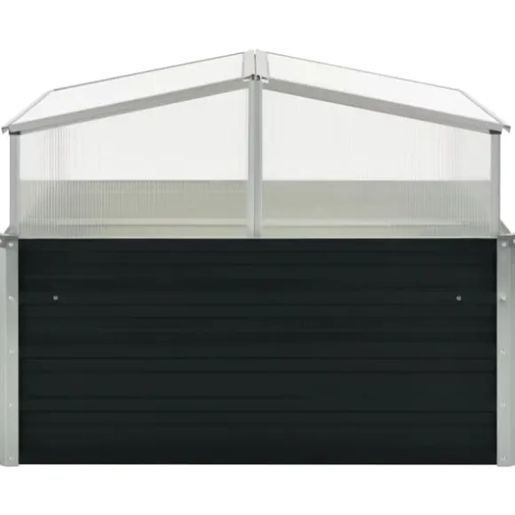 vidaXL drivhus 100 x 100 x 77 cm galvaniseret stål antracitgrå - Plantekrukker