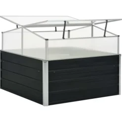 vidaXL drivhus 100 x 100 x 77 cm galvaniseret stål antracitgrå - Plantekrukker