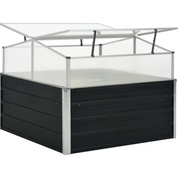 vidaXL drivhus 100 x 100 x 77 cm galvaniseret stål antracitgrå - Plantekrukker