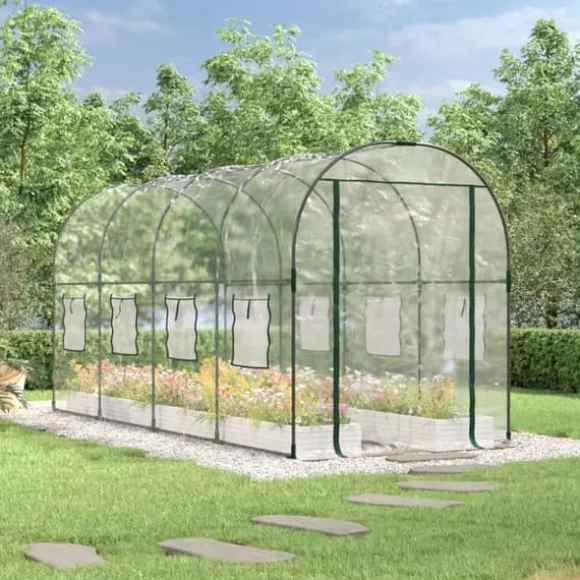 vidaXL drivhus 160x400x190 cm PVC og pulverlakeret stål transparent - Drivhuse