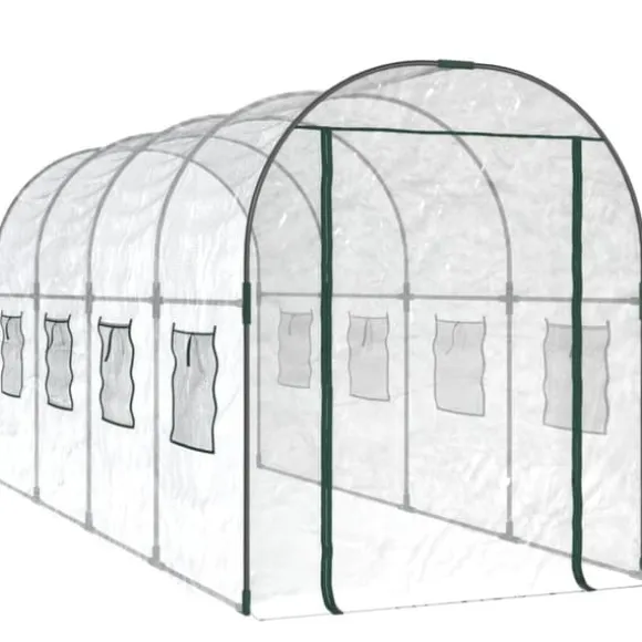 vidaXL drivhus 160x400x190 cm PVC og pulverlakeret stål transparent - Drivhuse