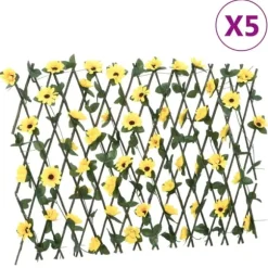 vidaXL espalierer med kunstig vedbend 5 stk. 180x60 cm udvidelig gul - Havehegn