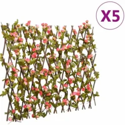 vidaXL espalierer med kunstig vedbend 5 stk. 180x60 cm udvidelig pink - Havehegn