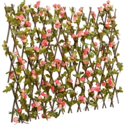 vidaXL espalierer med kunstig vedbend 5 stk. 180x60 cm udvidelig pink - Havehegn