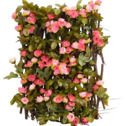 vidaXL espalierer med kunstig vedbend 5 stk. 180x20 cm udvidelig pink - Havehegn