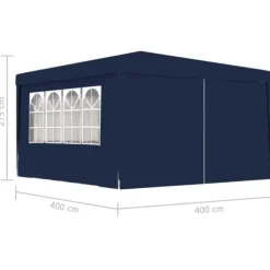 vidaXL festtelt med sidevægge 4x4 m 90 g/m² blå - Festtelte & havepavilloner