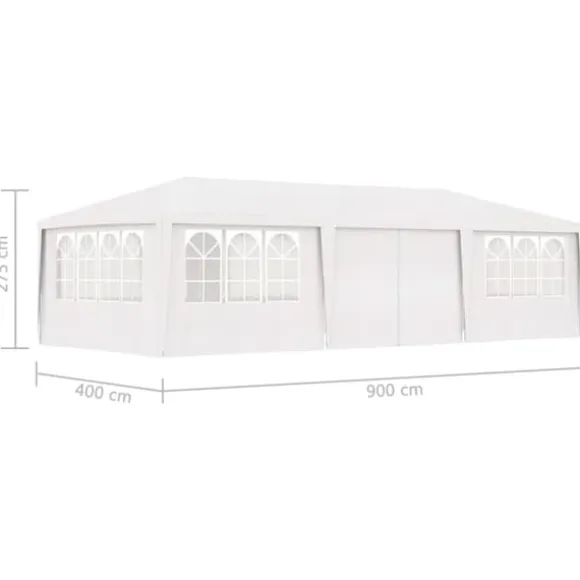 vidaXL festtelt med sidevægge 4x9 m 90 g/m² hvid - Festtelte & havepavilloner