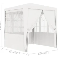 vidaXL festtelt med sidevægge 2,5x2,5 m 90 g/m² hvid - Festtelte & havepavilloner