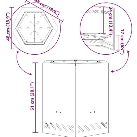 vidaXL Fire Pit Black 48 x 48 x 51 cm Cold-rolled steel