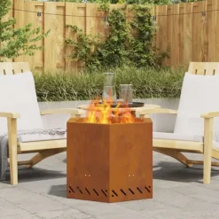 vidaXL Fire Pit Brown 58 x 58 x 51 cm Weathering steel