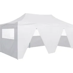 vidaXL foldbart festtelt med 4 sidevægge 3 x 6 m stål hvid - Festtelte & havepavilloner