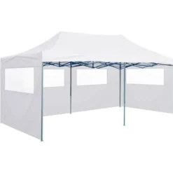 vidaXL foldbart festtelt med 4 sidevægge 3 x 6 m stål hvid - Festtelte & havepavilloner