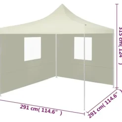vidaXL foldbart telt med 2 vægge 3 x 3 m cremefarvet - Festtelte & havepavilloner