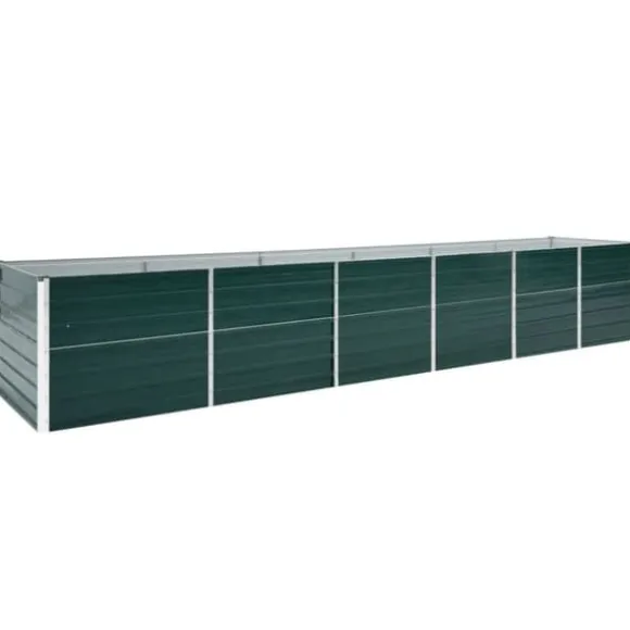 vidaXL forhøjet plantekasse 480x80x77 cm galvaniseret stål grøn - Plantekrukker