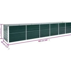vidaXL forhøjet plantekasse 480x80x77 cm galvaniseret stål grøn - Plantekrukker
