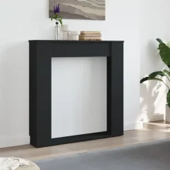 vidaXL forsats til pejs 100x20x100 cm konstrueret træ sort