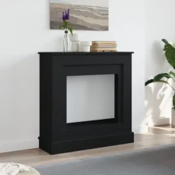 vidaXL forsats til pejs 90x30x90 cm konstrueret træ sort