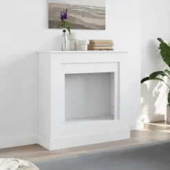 vidaXL forsats til pejs 90x30x90 cm konstrueret træ hvid