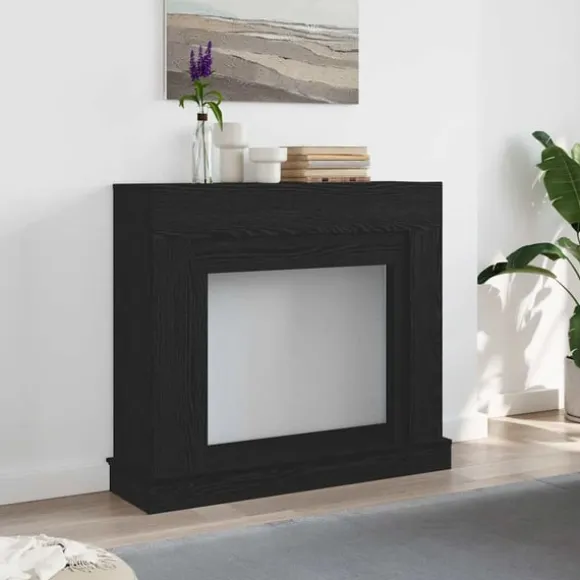 vidaXL forsats til pejs 100x30x87,5 cm konstrueret træ sort-eg