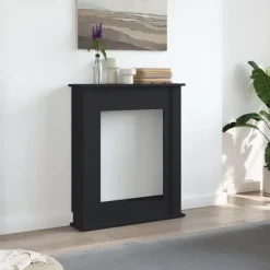 vidaXL forsats til pejs 75x20x87,5 cm konstrueret træ sort