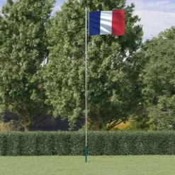vidaXL Frankrig flag og flagstang 6,23 m aluminium