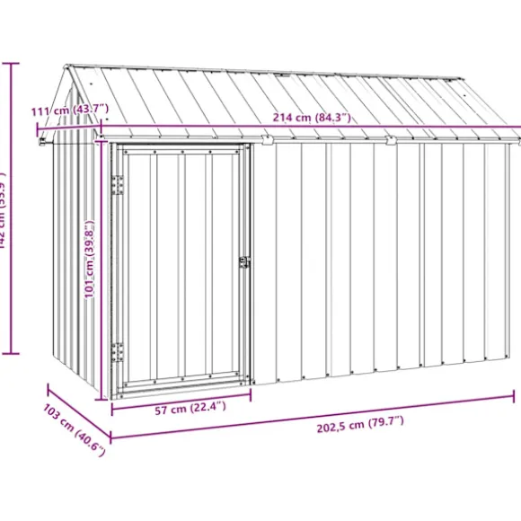 vidaXL Fuglebur Antracit 215 x 112 x 141 cm Galvaniseret stål