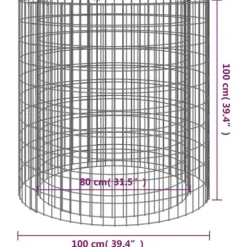 vidaXL gabion-bålkurv Ø 100 cm galvaniseret jern - Ildsteder