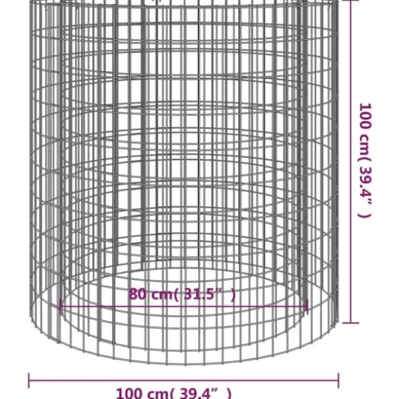 vidaXL gabion-bålkurv Ø 100 cm galvaniseret jern - Ildsteder