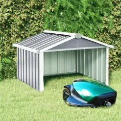 vidaXL garage til robotplæneklipper 92x97x63 cm galvaniseret stål grå - Skure & Redskabsskure