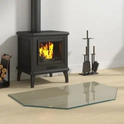 vidaXL glasplade til pejs 80x50 cm sekskantet - Glas