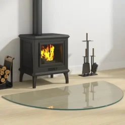 vidaXL glasplade til pejs 1000x600 mm halvrund - Glas