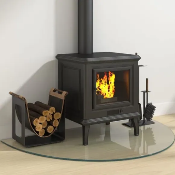 vidaXL glasplade til pejs 1000x600 mm halvrund - Glas