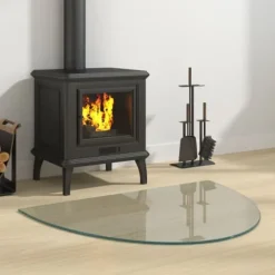 vidaXL glasplade til pejs 800x600 mm halvrund - Glas